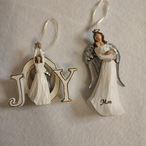 Elegant Angel Holiday Ornaments - White and Silver